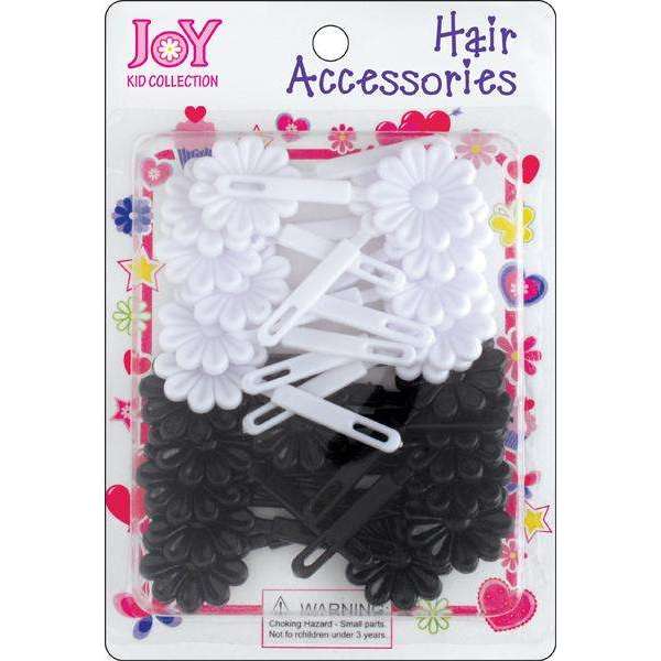 Joy Daisy Hair Barrettes, 10 Count, Black and White