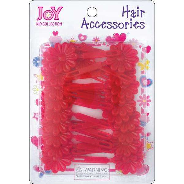 Joy Daisy Hair Barrettes, 10 Count, Red
