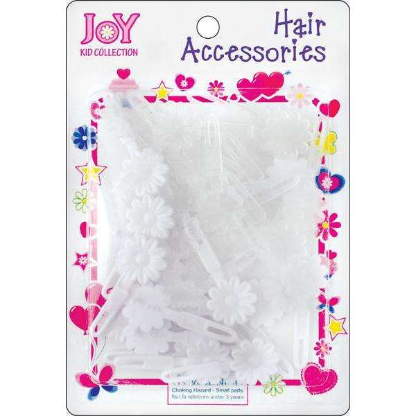 Joy Hair Barrettes Petite Daisy, 24 Count, White and Clear