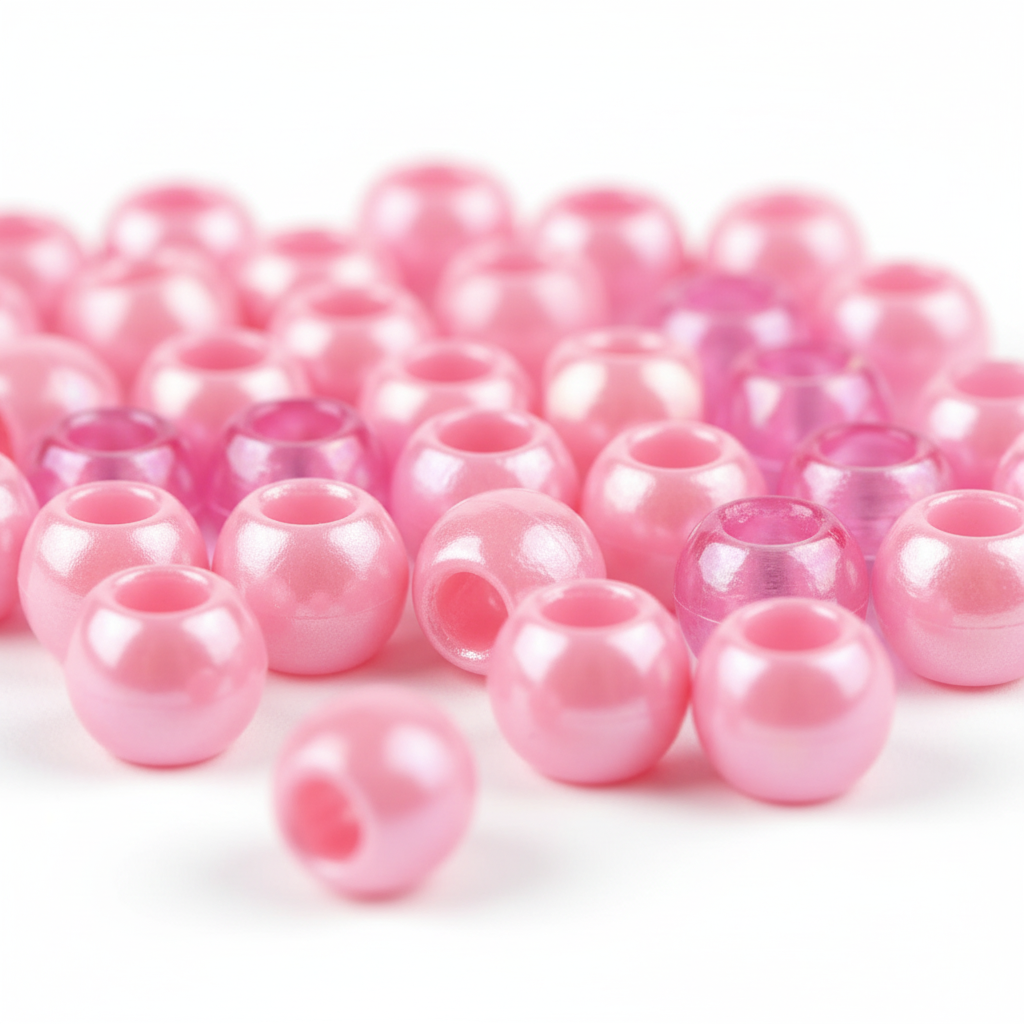Joy Round Hair Beads Large, 50 Count, Pink Pearl