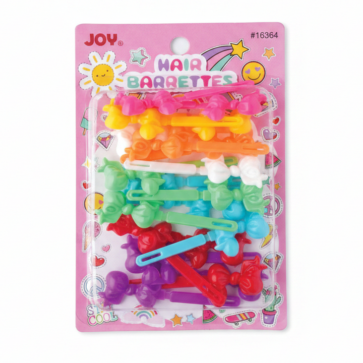 Joy Ribbon Hair Barrettes, 10 Count, Assorted Colors