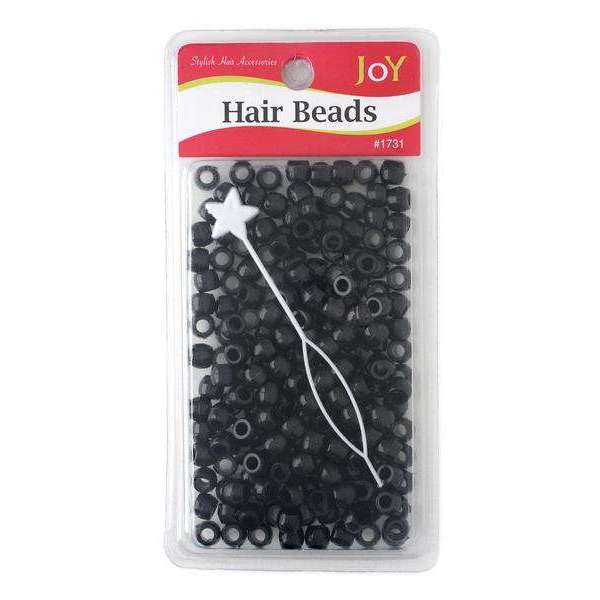 Joy Round Hair Beads Regular Size, 200 Count, Black