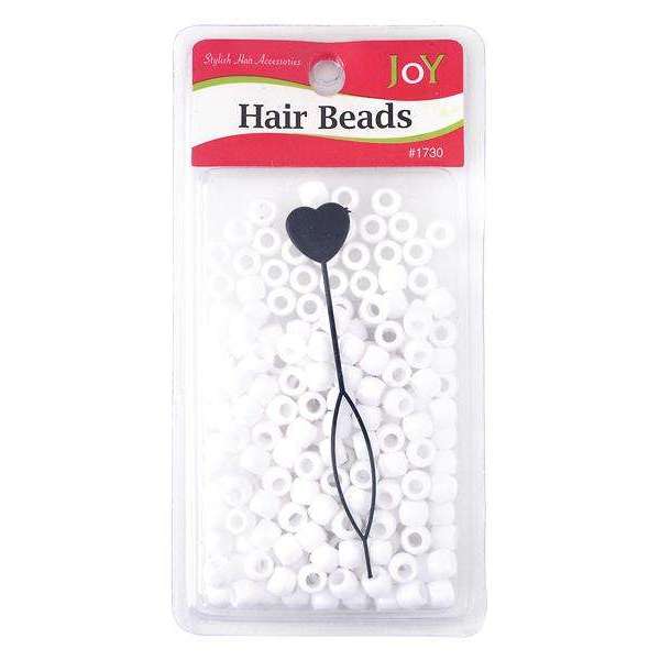 Joy Round Hair Beads Regular Size, 200 Count, White