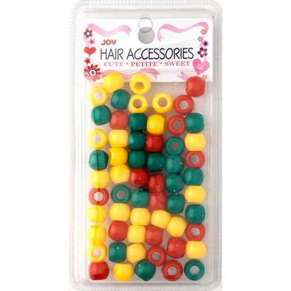 Joy Round Hair Beads Large, 50 Count, Green, Yellow, Red