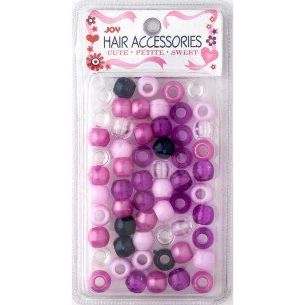 Joy Round Hair Beads Large, 50 Count, Assorted Purple