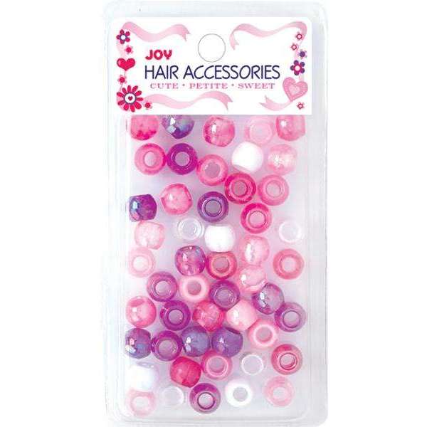 Joy Round Hair Beads Large, 50 Count, Assorted Pink & Purple Glitter