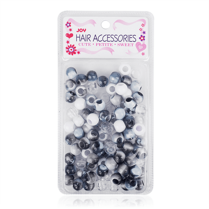Joy Round Hair Beads X-Large, Black Two Tone
