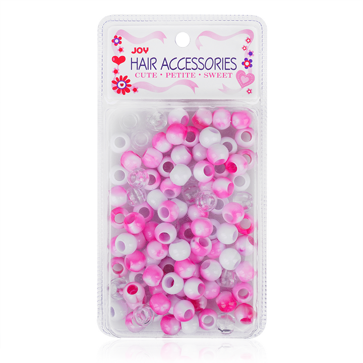 Joy Round Hair Beads X-Large, Pink Two Tone Mix