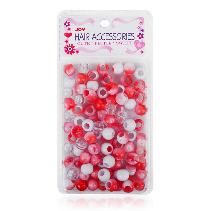 Joy Round Hair Beads X-Large, Red Two Tone Mix