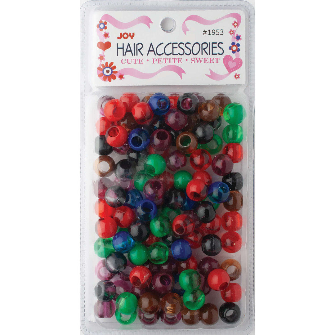 Joy Round Hair Beads X-Large, 100 Count, Two Tone Dark Vivid Assorted