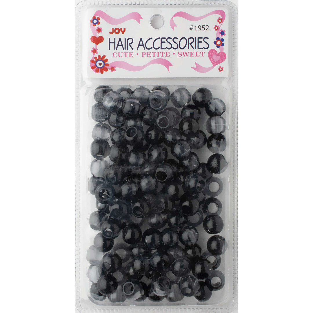 Joy Round Hair Beads X-Large, 100 Count, Two Tone Dark Vivid Black