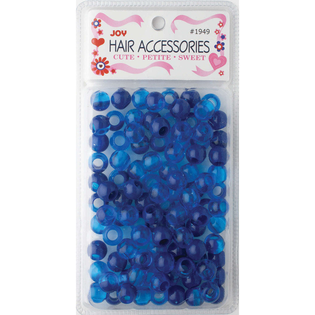 Joy Round Hair Beads X-Large, 100 Count, Two Tone Dark Vivid Blue