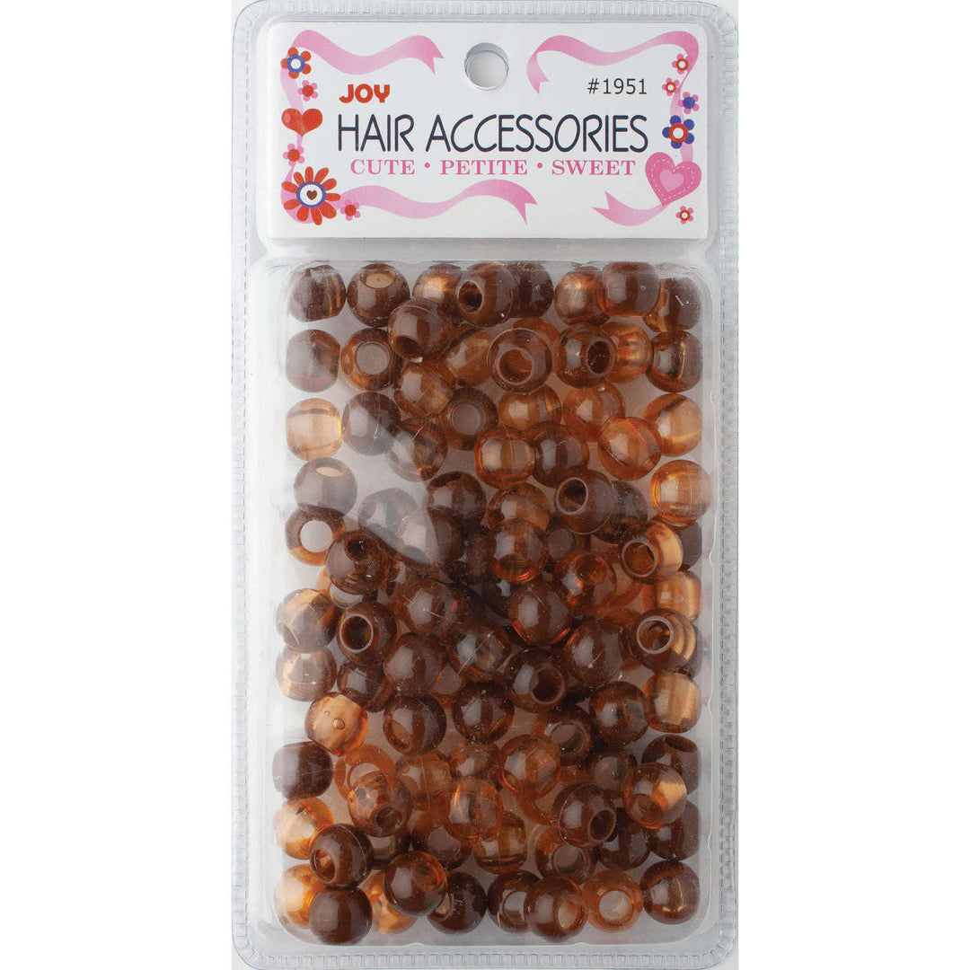 Joy Round Hair Beads X-Large, 100 Count, Two Tone Dark Vivid Brown