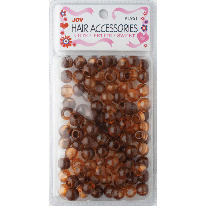 Joy Round Hair Beads X-Large, 100 Count, Two Tone Dark Vivid Brown