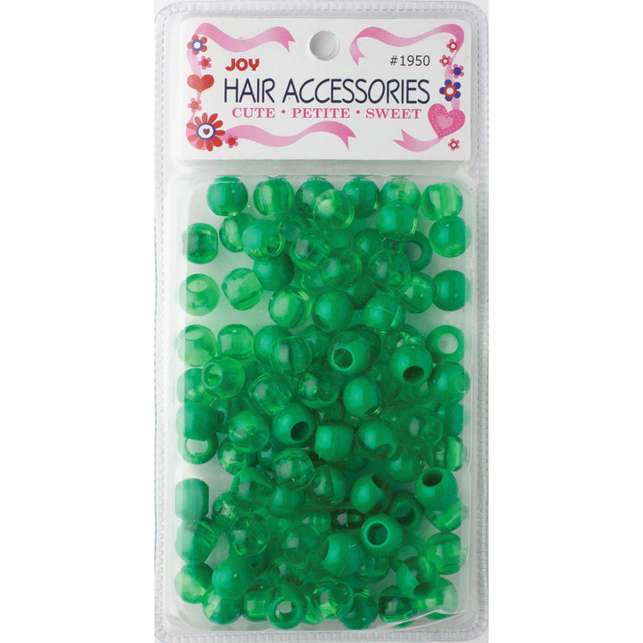 Joy Round Hair Beads X-Large, 100 Count, Two Tone Dark Vivid Green