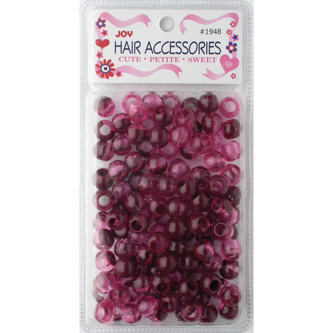 Joy Round Hair Beads X-Large, 100 Count, Two Tone Dark Vivid Red