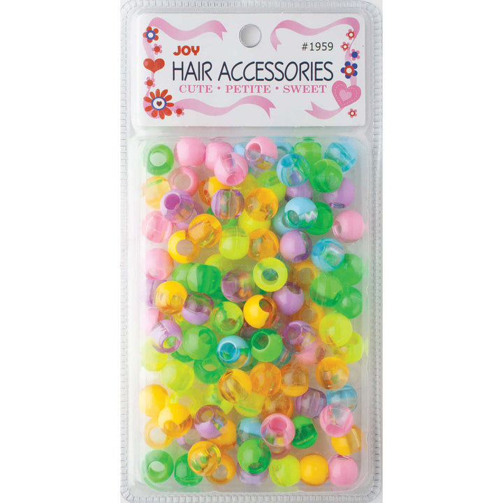 Joy Round Hair Beads X-Large, 100 Count, Two Tone Pastel Assorted