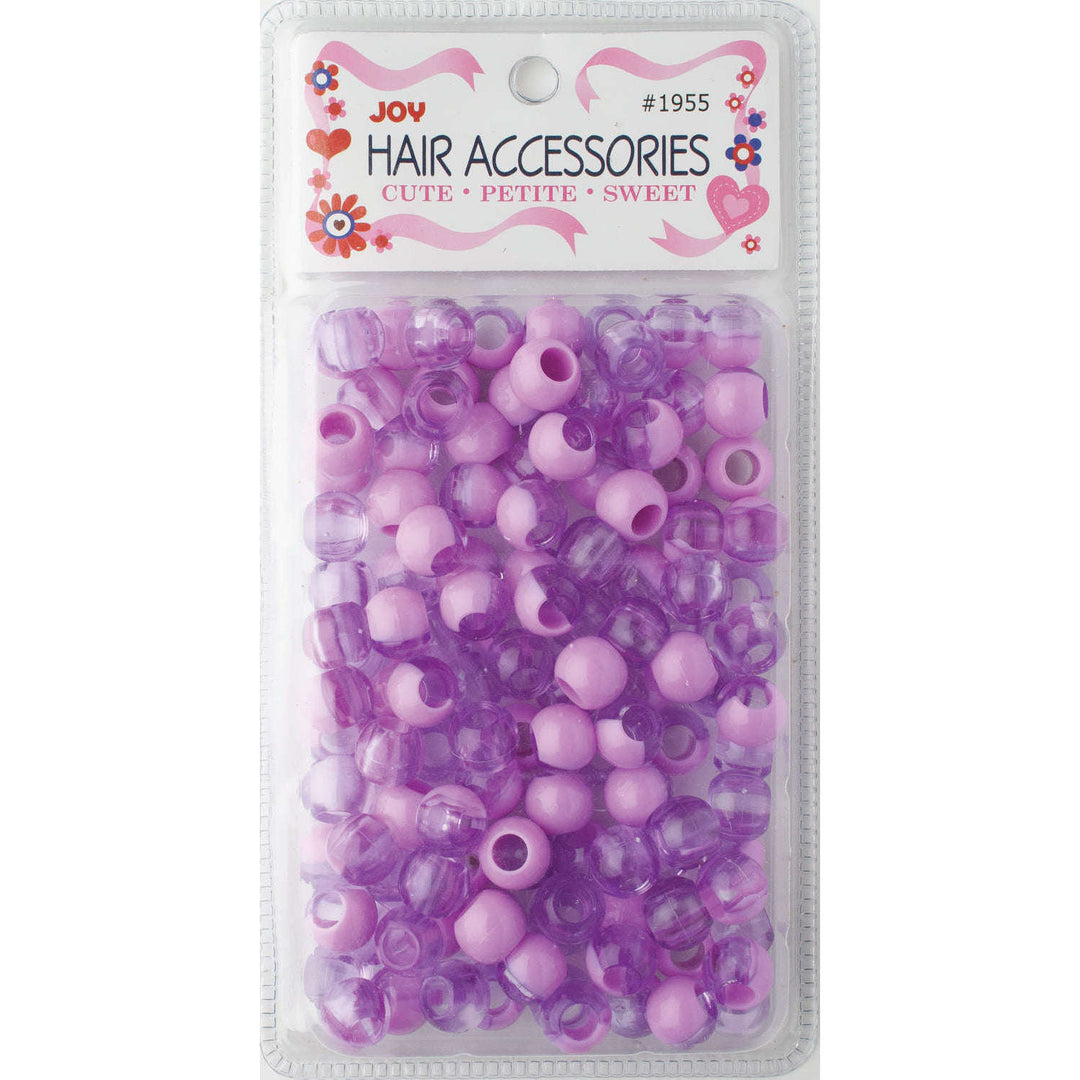 Joy Round Hair Beads X-Large, 100 Count, Two Tone Pastel Purple