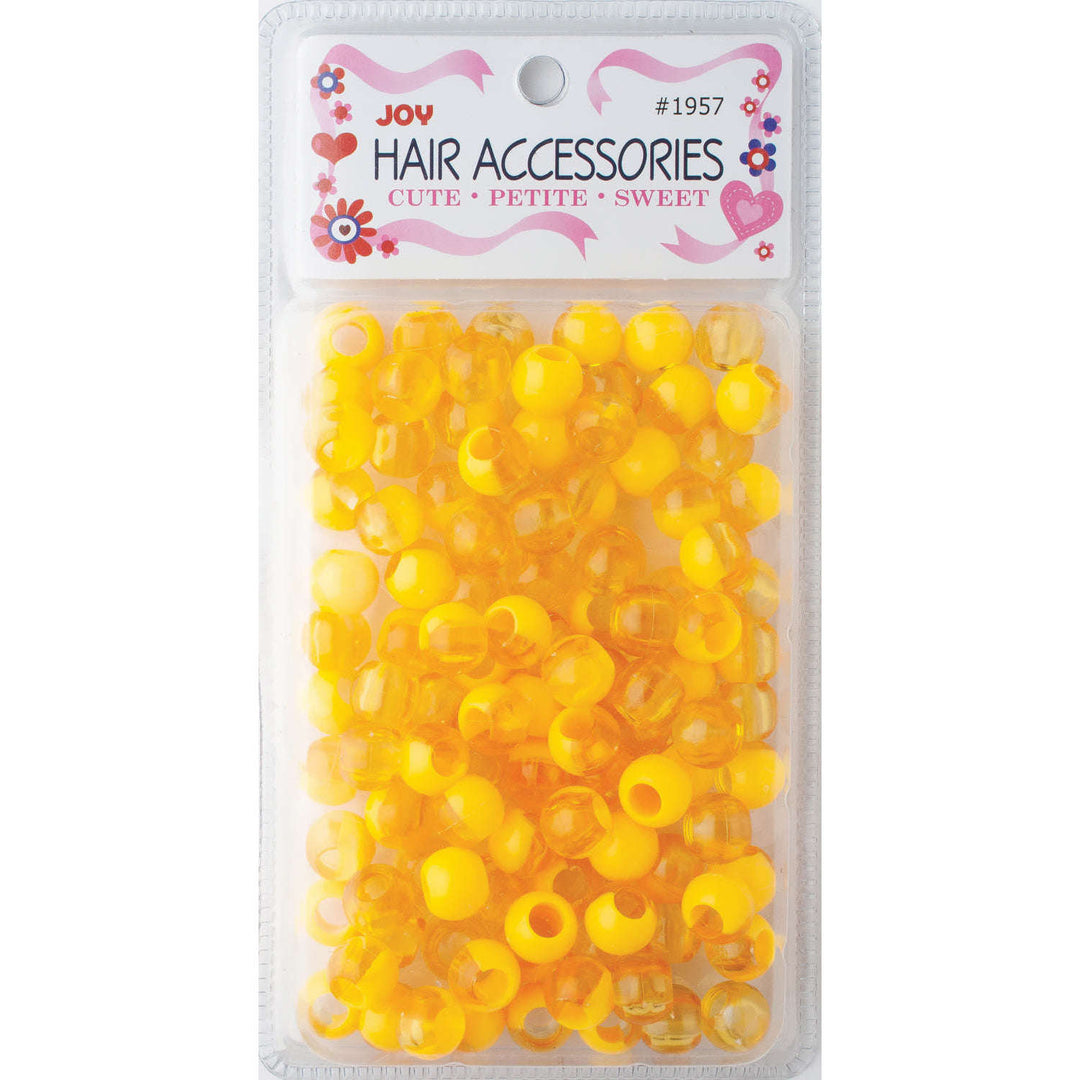 Joy Round Hair Beads X-Large, 100 Count, Two Tone Pastel Yellow