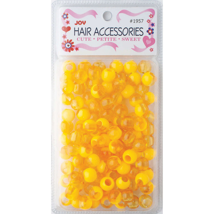Joy Round Hair Beads X-Large, 100 Count, Two Tone Pastel Yellow