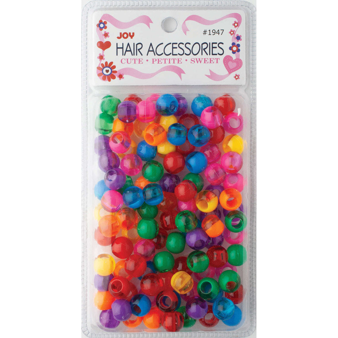 Joy Round Hair Beads X-Large, 100 Count, Two Tone Vivid Assorted