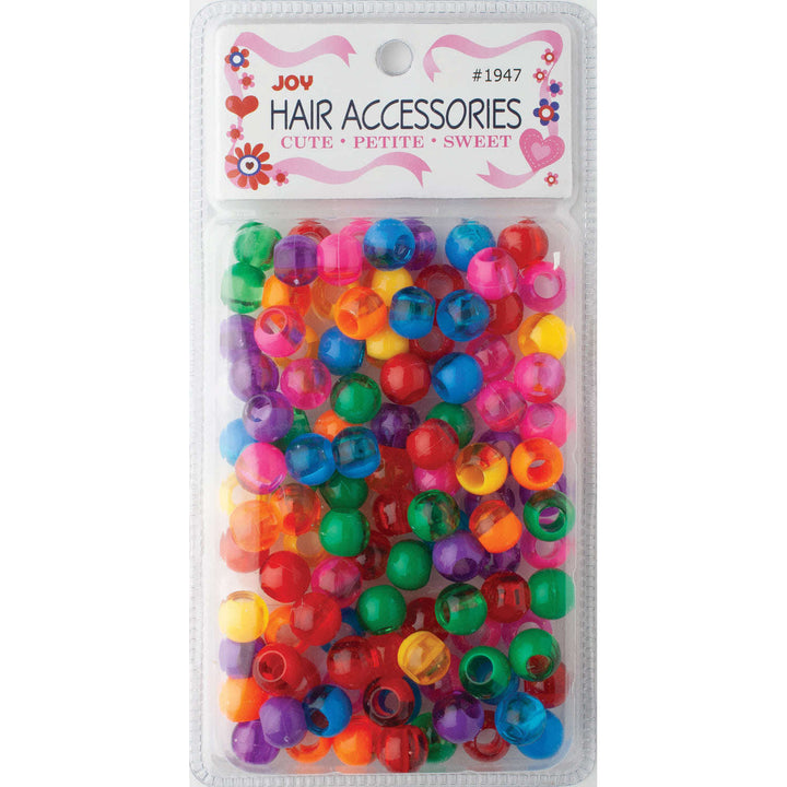 Joy Round Hair Beads X-Large, 100 Count, Two Tone Vivid Assorted