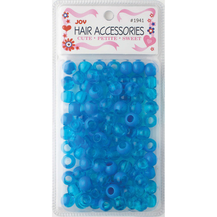 Joy Round Hair Beads X-Large, 100 Count, Two Tone Vivid Blue