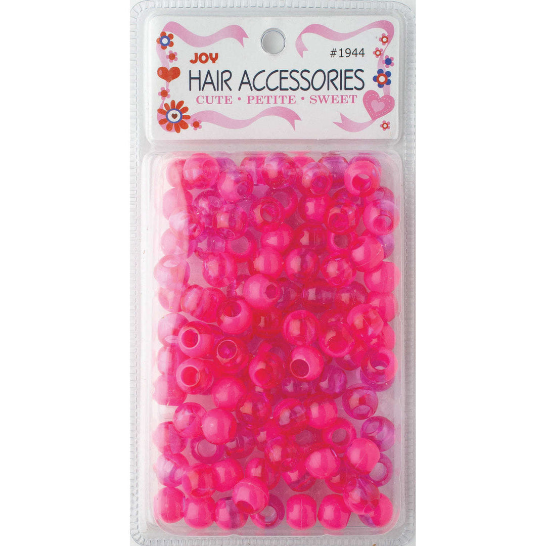 Joy Round Hair Beads X-Large, 100 Count, Two Tone Vivid Hot Pink