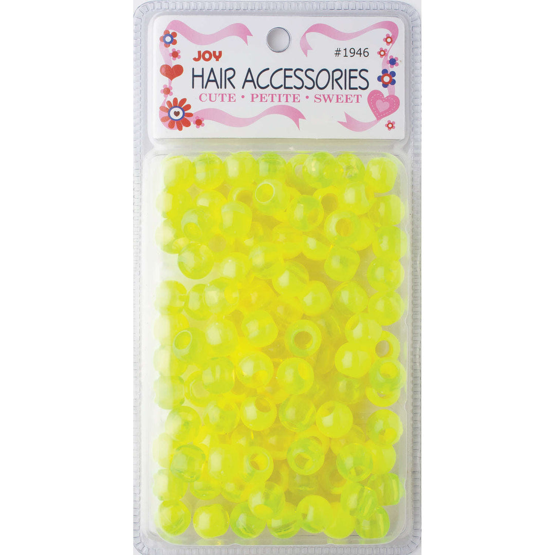 Joy Round Hair Beads X-Large, 100 Count, Two Tone Vivid Neon Yellow