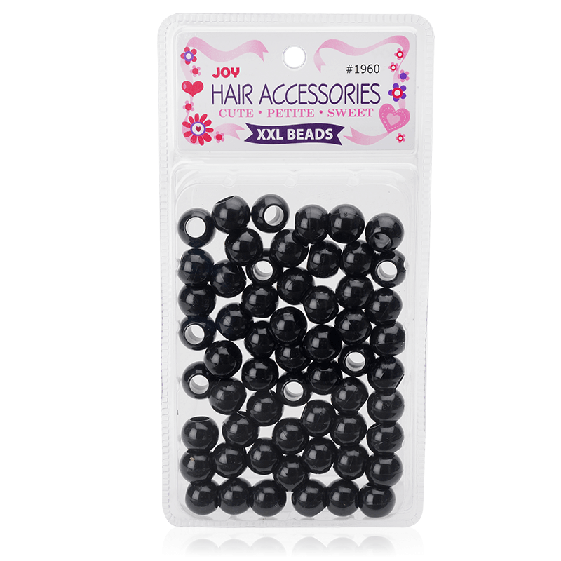 Joy Round Hair Beads XX-Large, 60 Count, Black