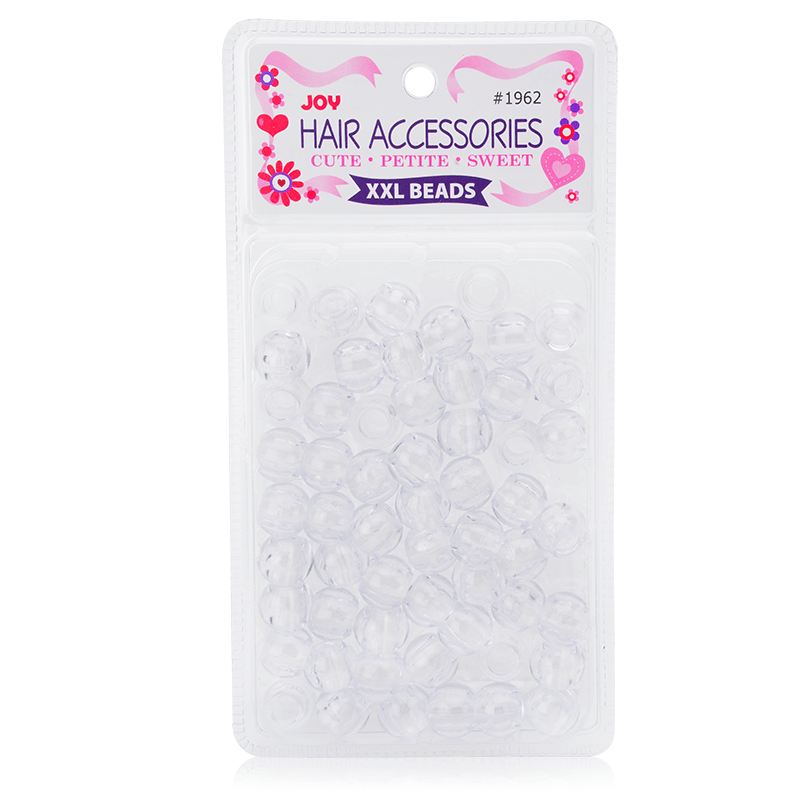 Joy Round Hair Beads XX-Large, 60 Count, Clear
