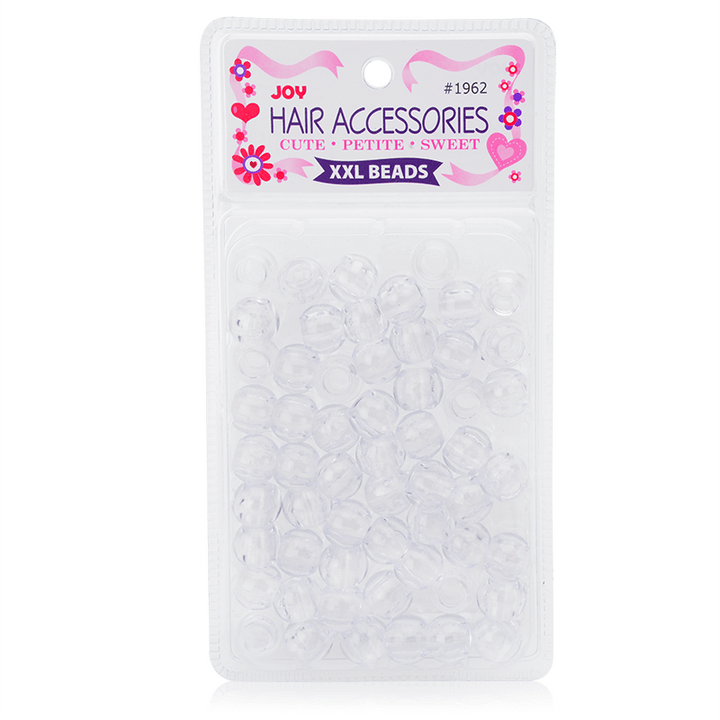 Joy Round Hair Beads XX-Large, 60 Count, Clear