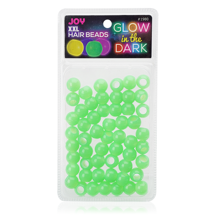 Joy Glow In the Dark Round Hair Beads XX-Large, 60 Count, Green