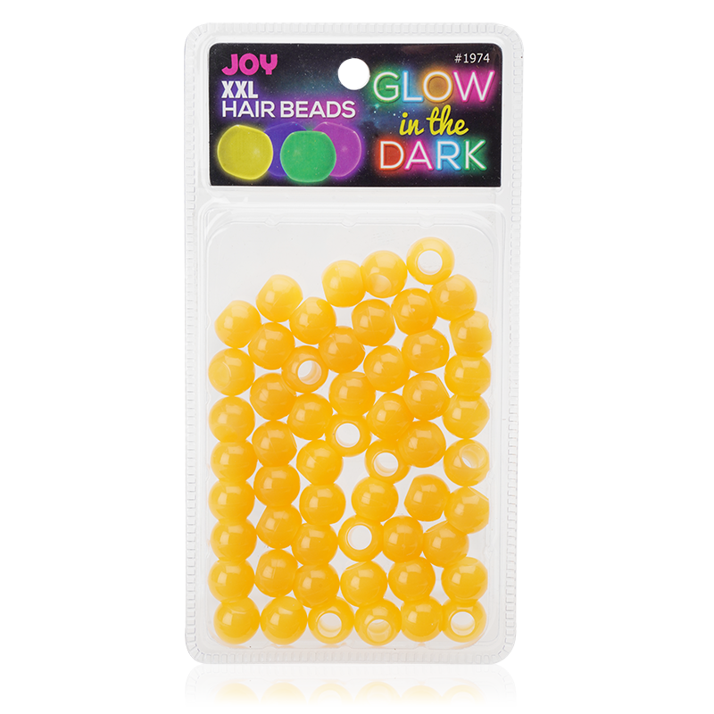 Joy Glow In the Dark Round Hair Beads XX-Large, 60 Count, Orange