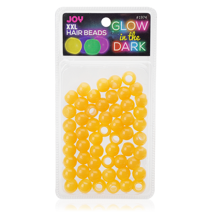 Joy Glow In the Dark Round Hair Beads XX-Large, 60 Count, Orange