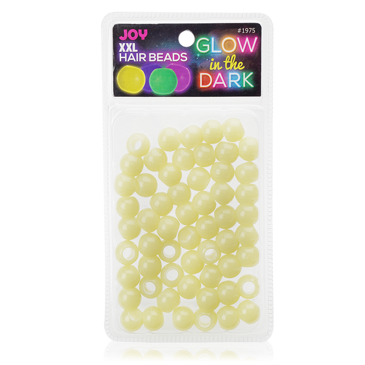 Joy Glow In the Dark Round Hair Beads XX-Large, 60 Count, Yellow