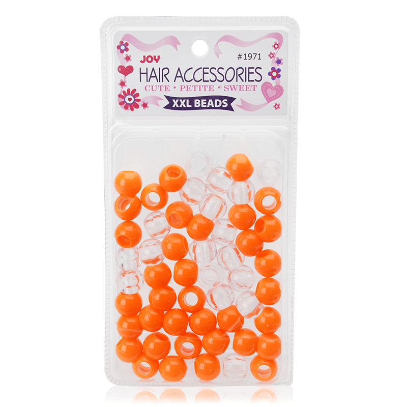 Joy Round Hair Beads XX-Large, 60 Count, Neon Orange