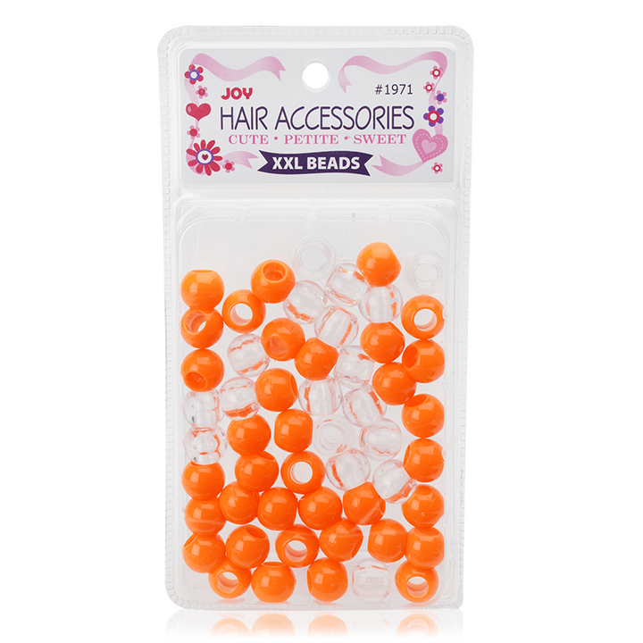 Joy Round Hair Beads XX-Large, 60 Count, Neon Orange