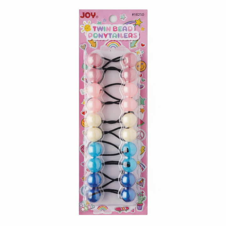 Joy Twin Bead Ponytailers 10ct Asst