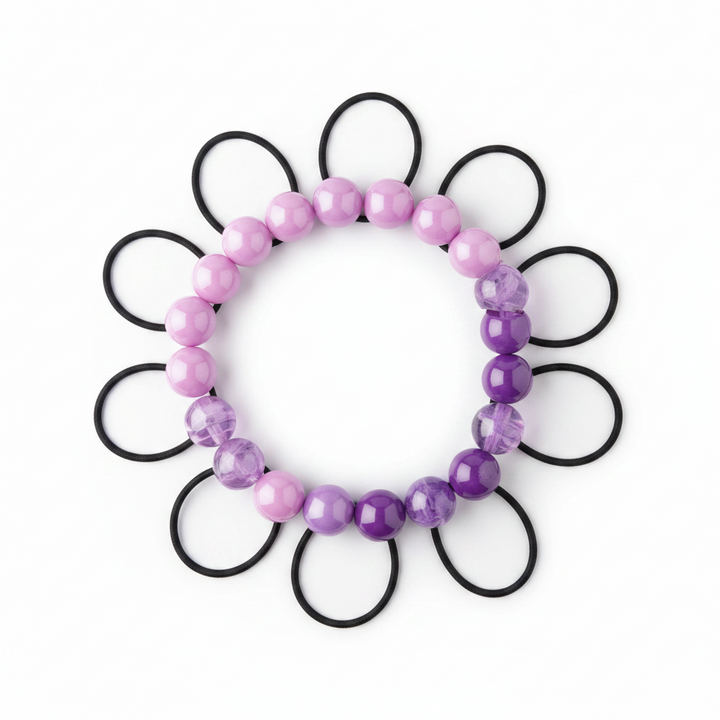 Joy Twin Bead Ponytailers 10ct Asst Purple