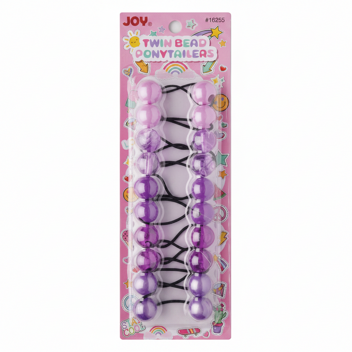 Joy Twin Bead Ponytailers 10ct Asst Purple