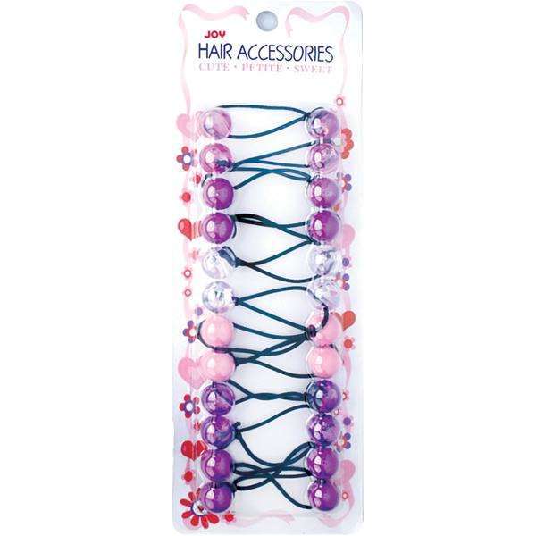 Joy Twin Bead Ponytailers 16mm, 12 Count, Assorted Purple