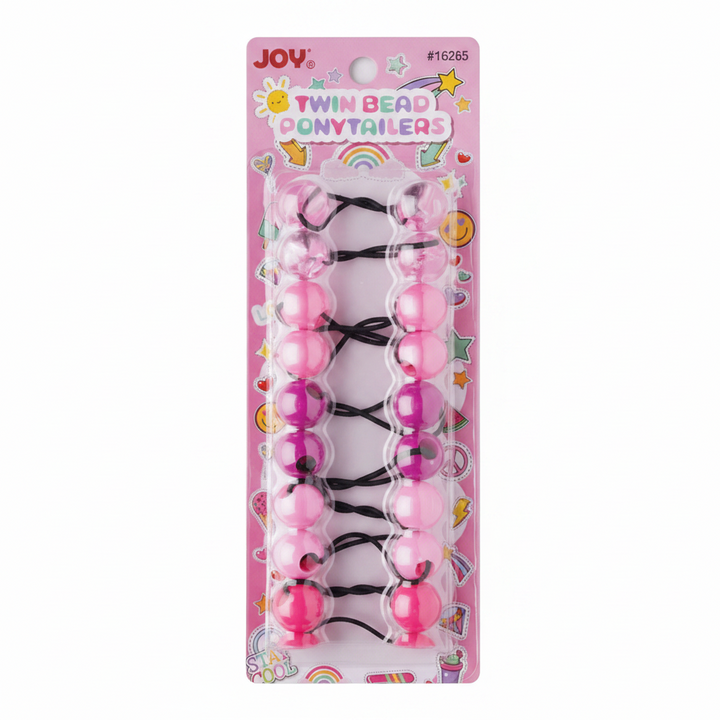 Joy Twin beads Ponytailer 10ct Asst Pink