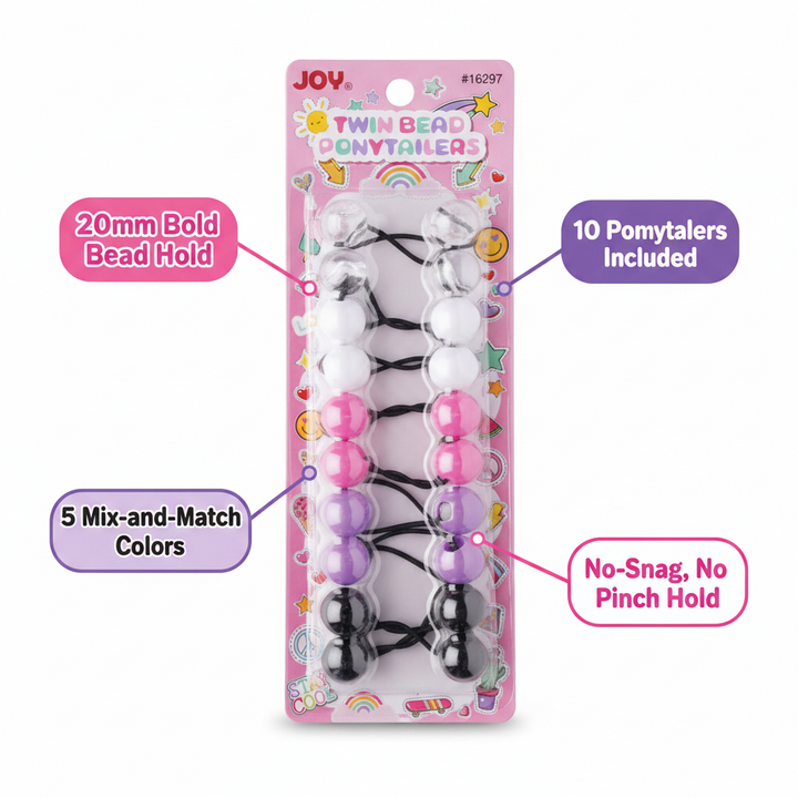 Joy Twin Beads Ponytailer 10ct Asst
