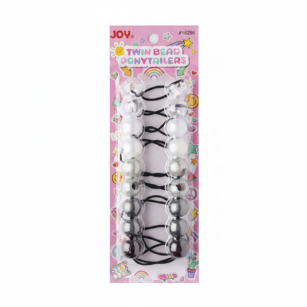Joy Twin Beads Ponytailer 10ct Asst Gray