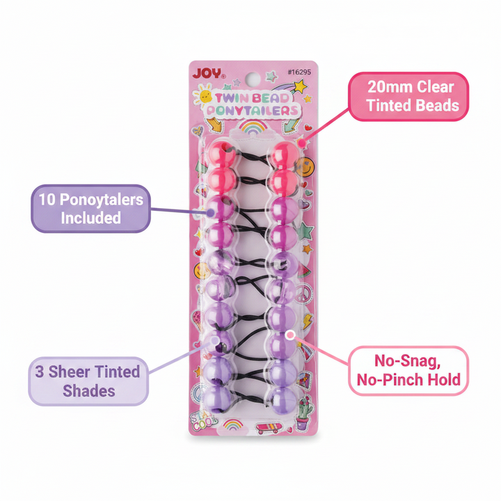 Joy Twin Beads Ponytailer 10ct Asst