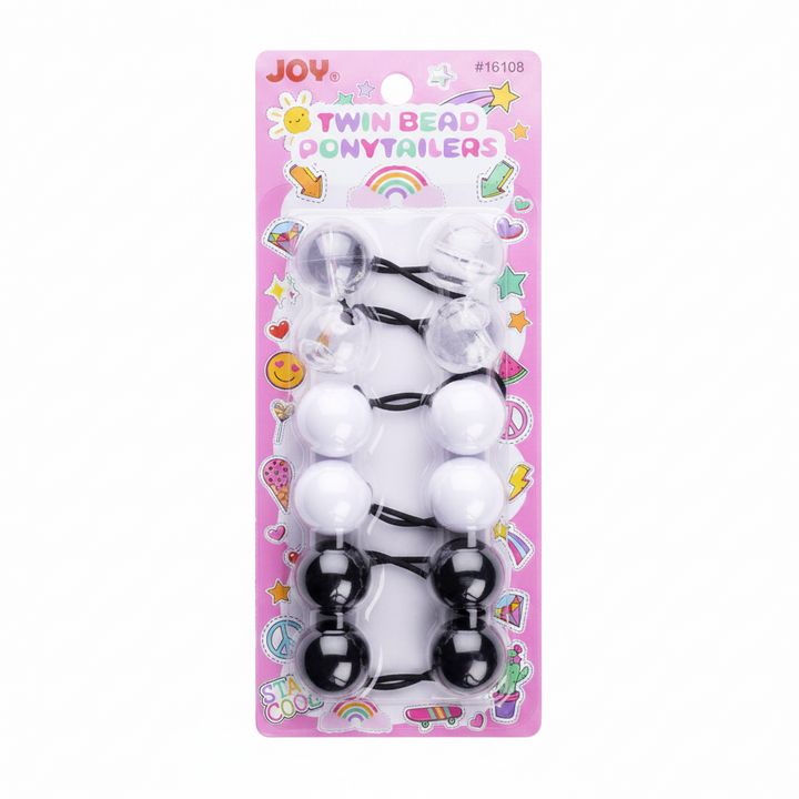 Joy Twin Beads Ponytailers 6Ct Assorted