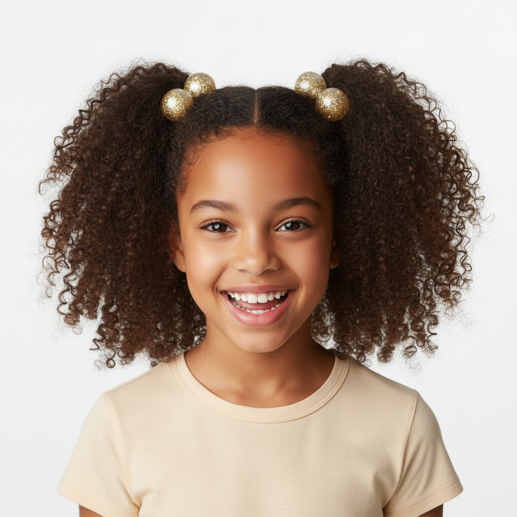 Joy Twin Bead Ponytailers 10ct Clear w/ Gold Glitter