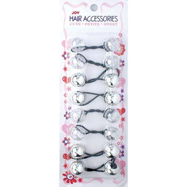 Joy Twin Beads Ponytailer 20mm, 8 Count, Assorted Silver
