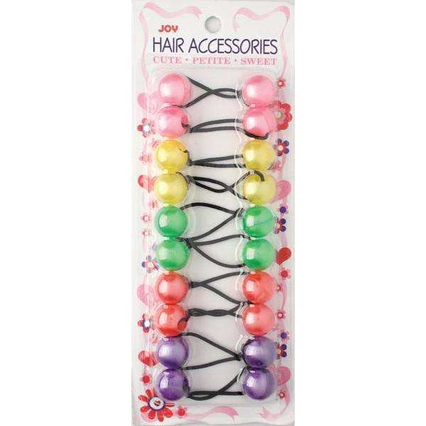 Joy Twin Beads Ponytailers 10Ct Clear Pink, Yellow, Green, Red, Blue